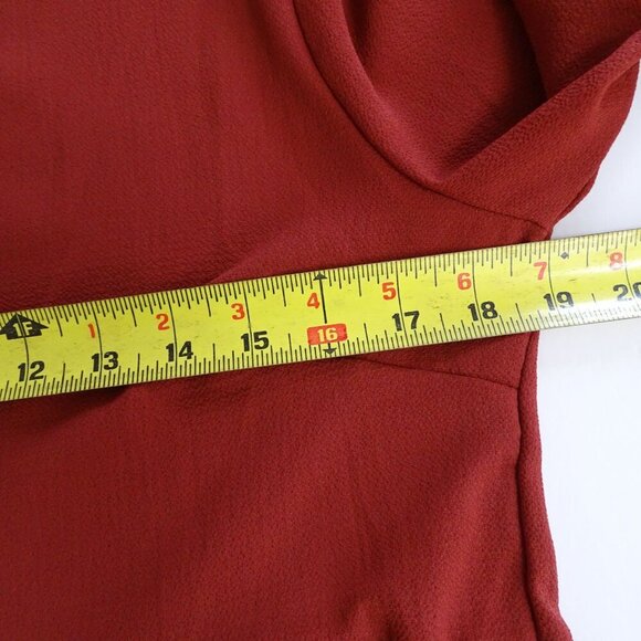 Blue Rain Red-Brown Peplum Long Sleeve Top Women Size S Bell Sleeve Keyhole Back - Picture 6 of 8
